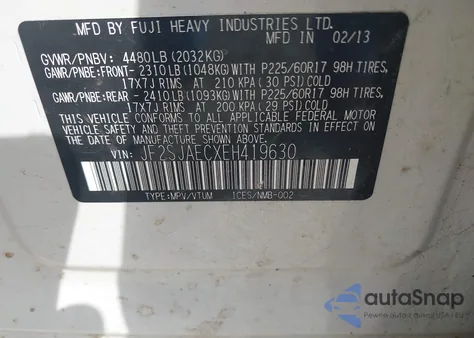 2014 Subaru Forester 2.5I Premium z USA, uszkodzony, nr VIN JF2SJAECXEH419630